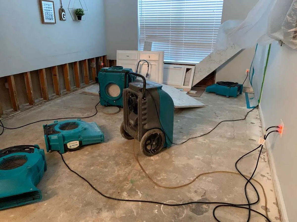 Dehumidifier in flood-cut room for Water Extraction & Removal in Alvin